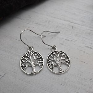 Elegant Silver Tree of Life Earrings